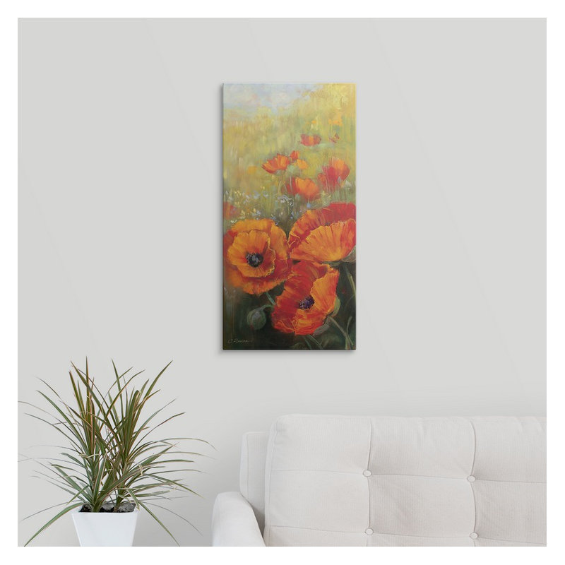 «Orange Poppy Panel» - Impression, H 36 po x l 18 po x P 1,5 po, Toile