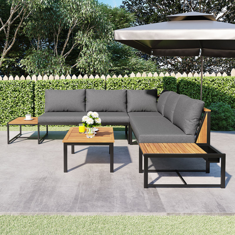 Ensemble de conversation modulaire 4 pièces avec coussins Sitwell, Gris