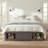 Queen Size Platform Bed Frame with 4 Storage Drawers and Footboard Storage Cubby, No Headboard, Modern Space-Saving Design-Gray-1300591186