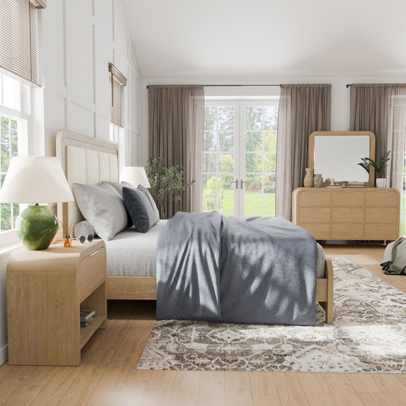 Ensemble de chambre à coucher Beaucet, Grand lit, Ensemble de cinq pièces : lit + deux tables de ch