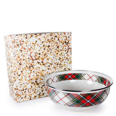 Golden Rabbit Enamelware Highland Plaid Popcorn Bowl