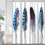 Rideau de douche aquarelle avec plumes bleues et 12 crochets-387096645