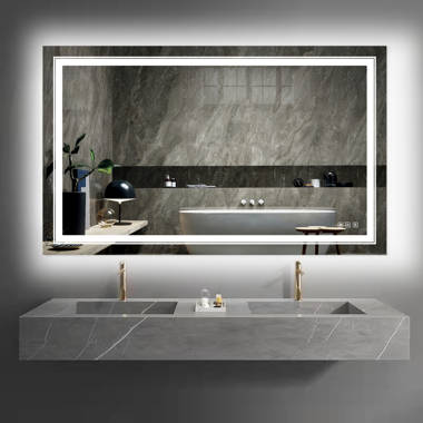 LED Bathroom Mirror Wall-Mounted Vanity Mirror with Anti Fog, Dimmable, Color Temperature Adjustable CASAINC Size: 36 x 72