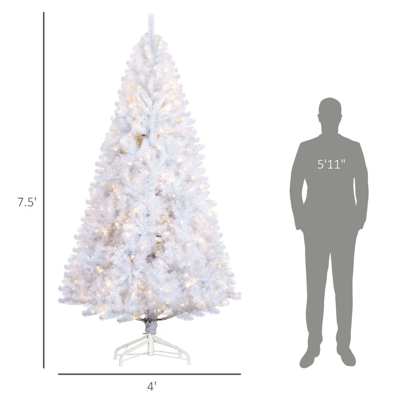 Sapin de Noël artificiel 7,5 pi avec 7,5 lumières DEL blanc chaud et 1346 pointes