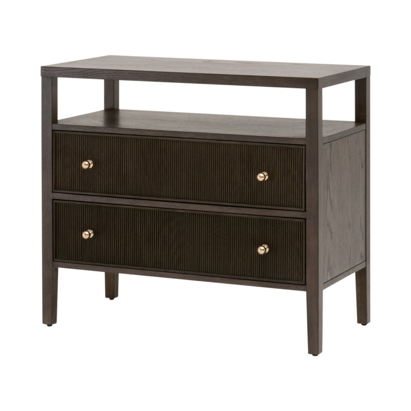 Taube Highland Open Shelf, 2-Drawer Nightstand, Brown