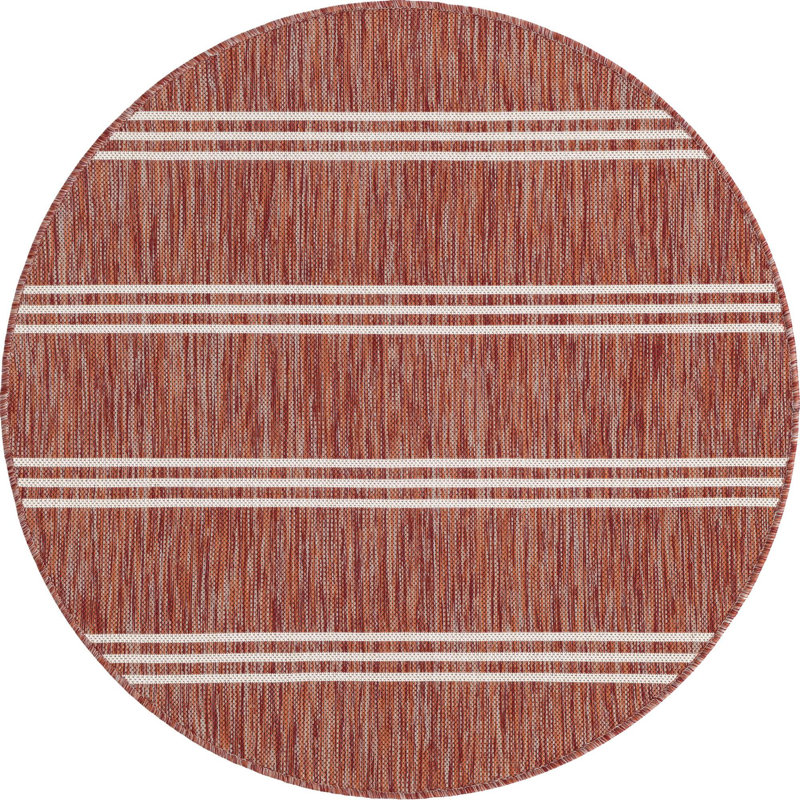 Round Striped 122cm X 122cm Area Rug