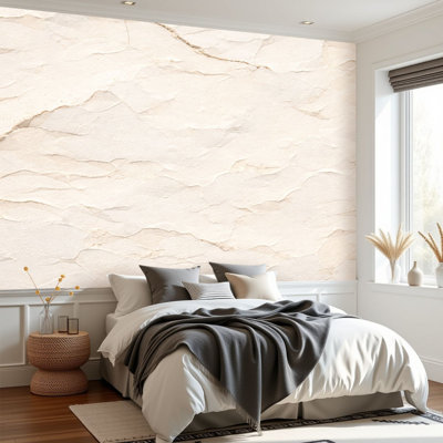 Peel and Stick Wallpaper white plaster stucco wall stone Wall Murals 69"H x 96"W Removable PVC Wall Paper Self-Adhesive Wall Decor for Bedroom Living Room Home Office