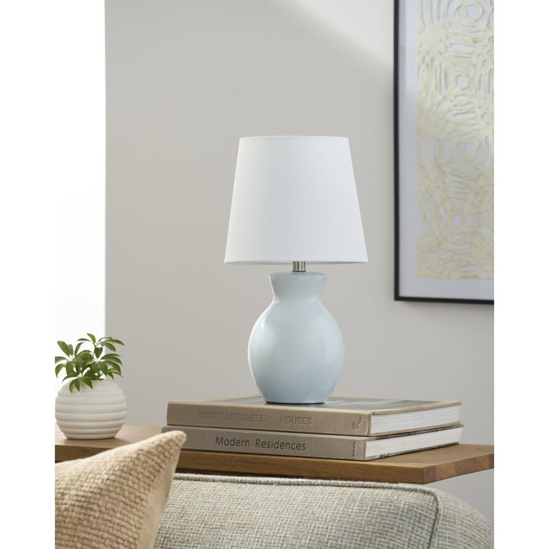 Momsen Drum Shade Lamp, 15'' H X 8'' W X 8'' D, Blue
