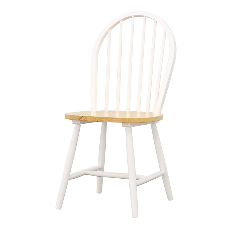 Ensemble de 4 chaises d'appoint à dossier en broche naturelle brun et blanc