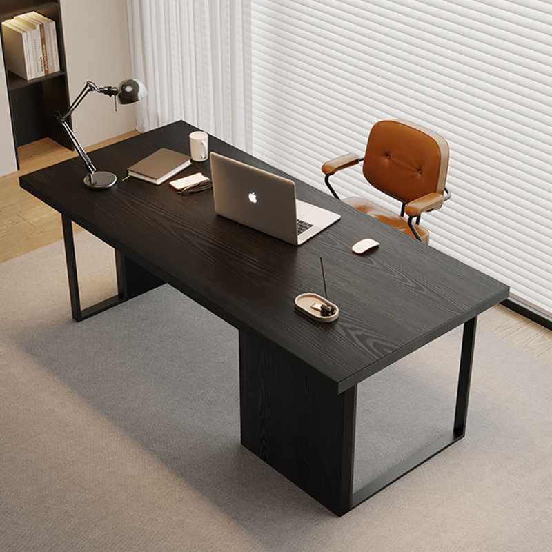 Black Rectangular Solid Wood desk, 29.53" H x 62.99" W x 31.5" D