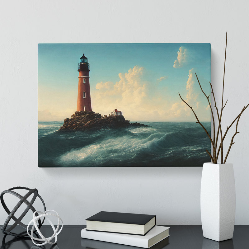 Joyous Lighthouse - Wrapped Canvas Print, 35cm H x 50cm W x 3cm D