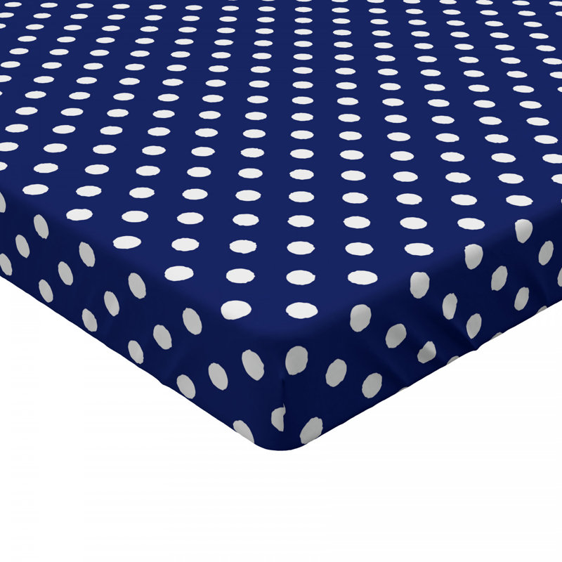 Drap-housse à pois, Drap-housse de taille double, Bleu marine à pois