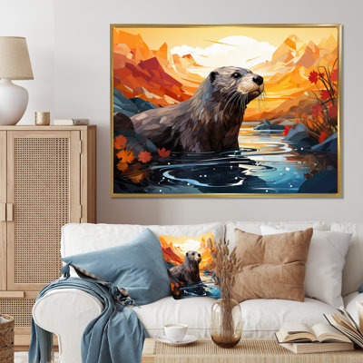 «Yellow Otter Playful River Dweller» sur toile
