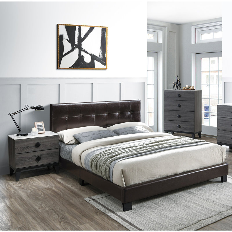 Lit 1 pièce de style contemporain, Lit double
