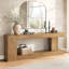Console très longue de 82 pouces, table d'entrée de style campagne moderne pour vestibule, canapé derrière le canapé pour le salon, chêne naturel
