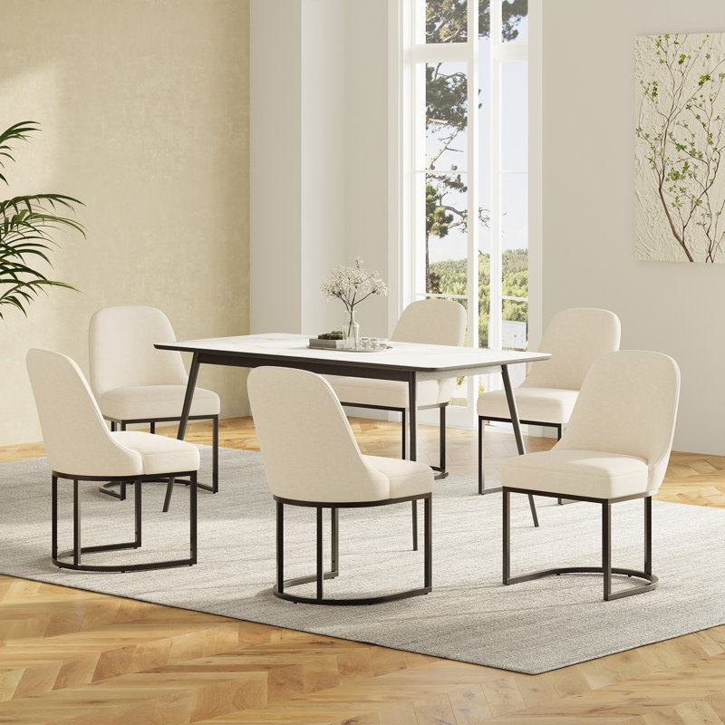 Chaise de salle à manger rembourrée Modern, Beige