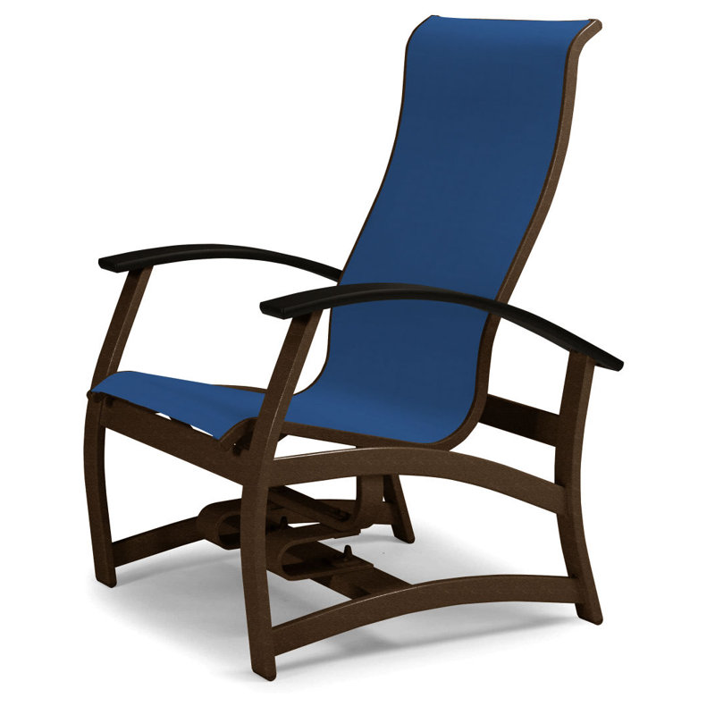 Belle Isle Outdoor Lounge Chair, Textured Kona, Black P70, Cobalt 35D Sunbrella®