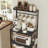 4-Tier Bakers Rack With Storage, Multifunctional Kitchen Shelf For Microwave Stand, Coffee Bar Station, And Small Space Organization With 8 S-Hooks