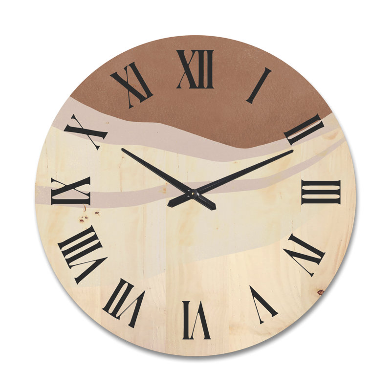 Horloge murale moderne en bois - formes terre cuite et ivoire avec effet usé, Grand