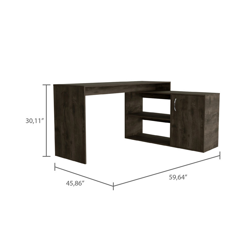 Bureau d'écriture en L à 2 tablettes