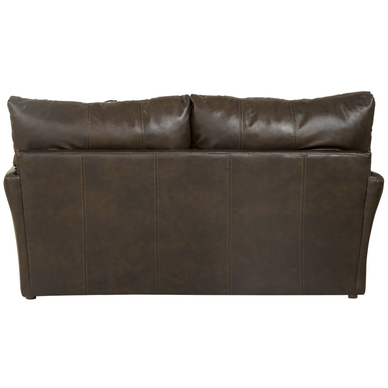Johnicia 68'' Top Grain Italian Leather Match Loveseat with 2 Accent Pillows