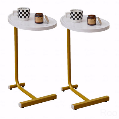 C-Shaped Side Table, 2-Pieces White, C Shaped End Table, Side Table