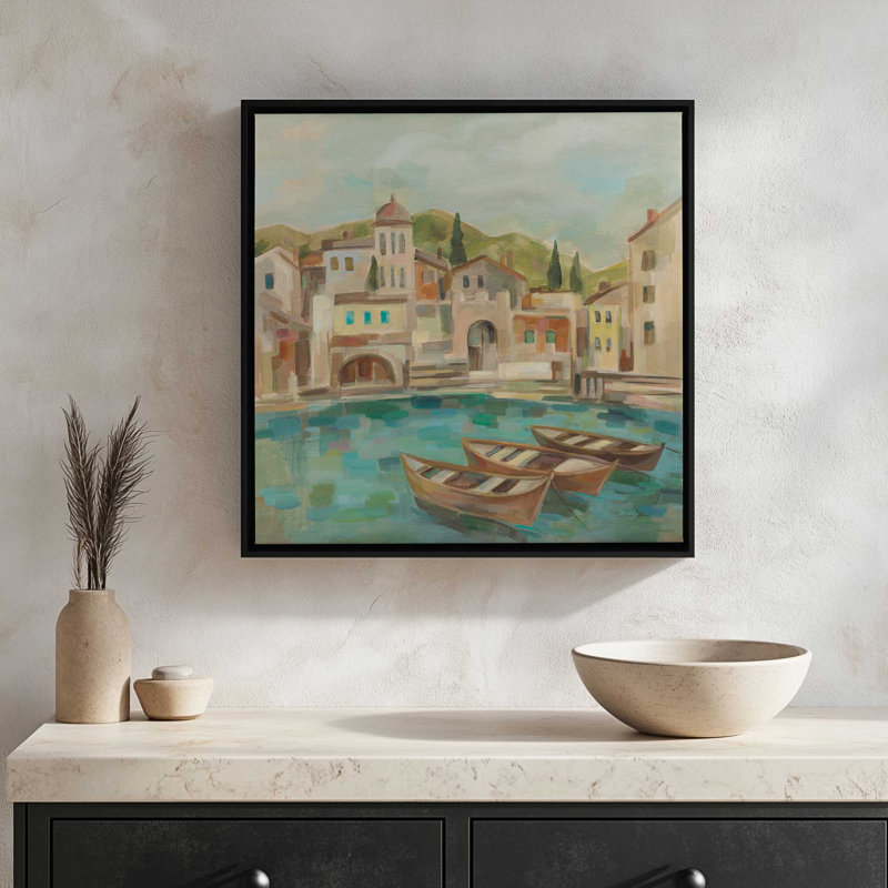 Italian Bay by Silvia Vassileva Art Print, 36 W x 36 H, Black, Framed Canvas