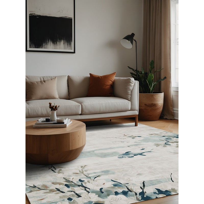 Machine Washable Gray Area Rug, Square 3'