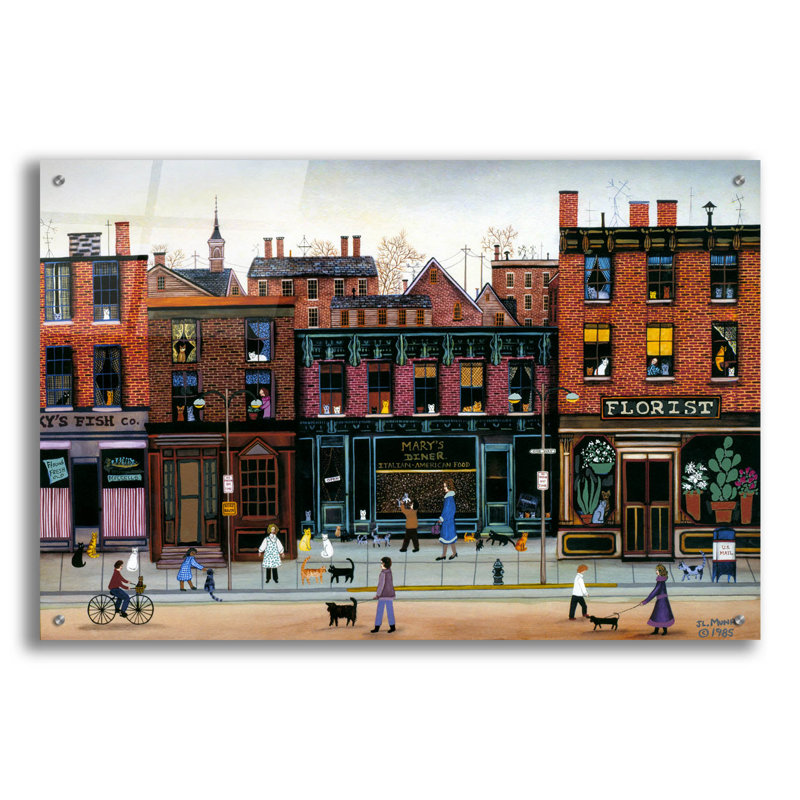 Art mural en verre acrylique 36 po x 24 po «52 Cats In The Neighbouring» par JL Munro