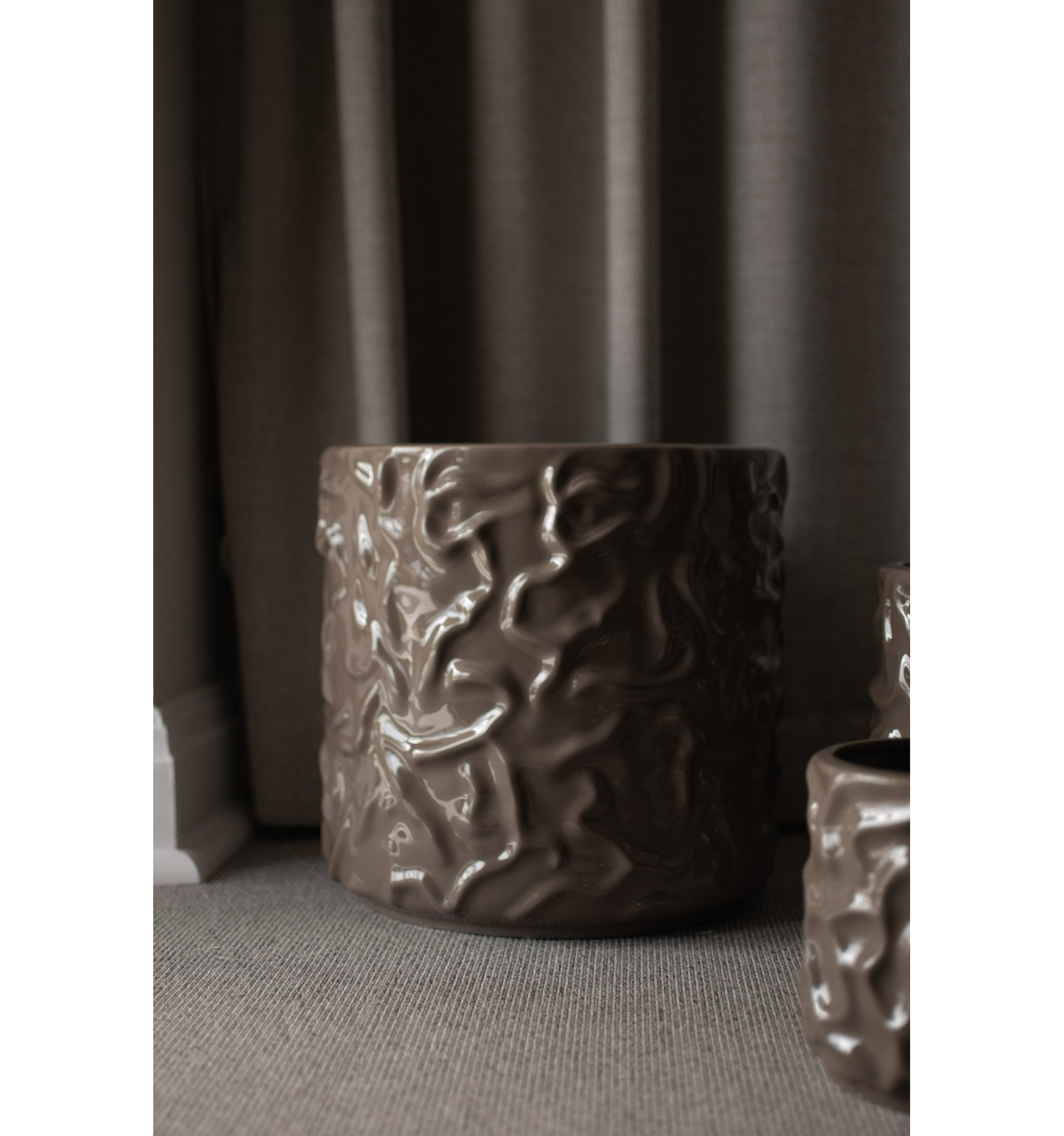 Ceramic Table Vase, Greige, 12.6" H x 4.75" W x 4.75" D