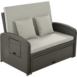 Wicker Rattan Double Chaise Lounge
