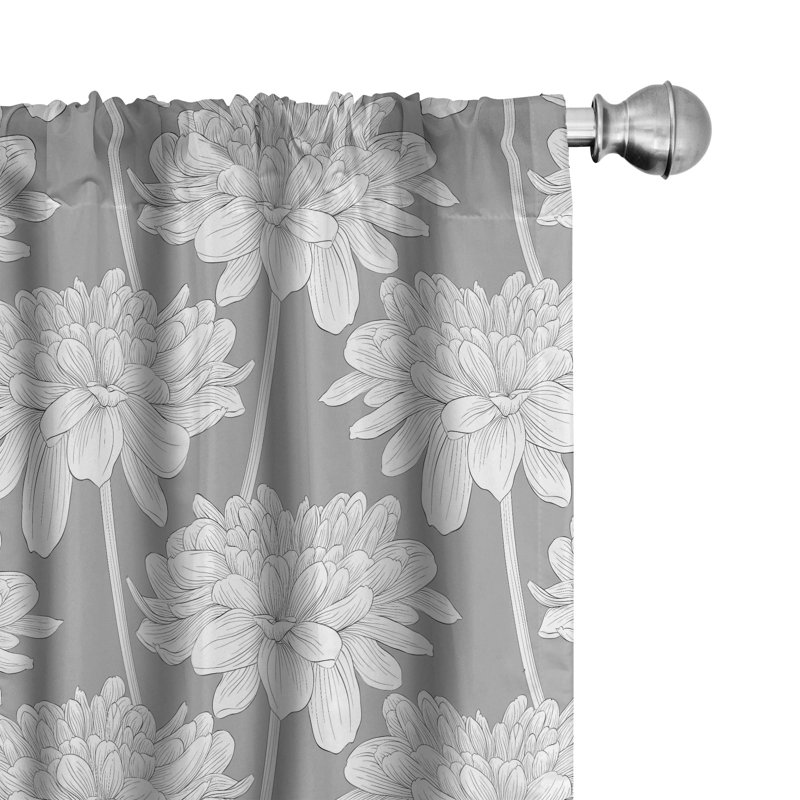  Dahlia Floral Semi-Sheer Rod Pocket Curtain Panels, 28" x 63"
