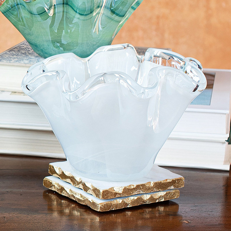 Onda Glass Serving Bowl, White