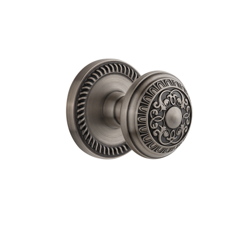 Grandeur Newport Rosette Double Dummy with Windsor Door Knob, Polished Brass, N/A, Double Dummy
