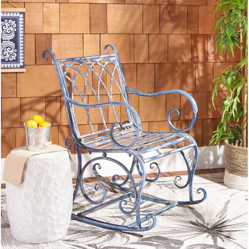 Chaise berçante d'extérieur en métal Anniken, Bleu mousse