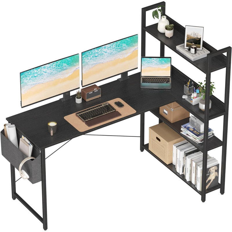 Bureau d'ordinateur en L Orrum, H 29,5 po x l 55 po x P 18,9 po, Noir