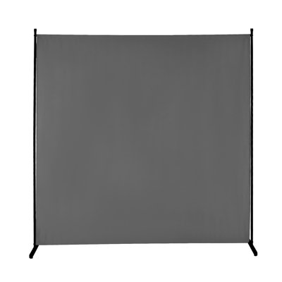 6FT Freestanding Room Divider - Single Panel Privacy Screen for Bedroom & Office, Portable Iron Frame Partition with Grey Oxford Fabric