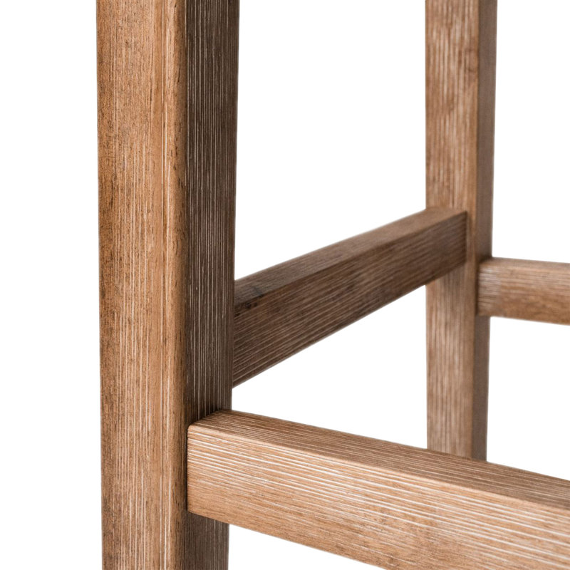 Adrien Gray Weathered Oak Backless Saddle Bar Stool