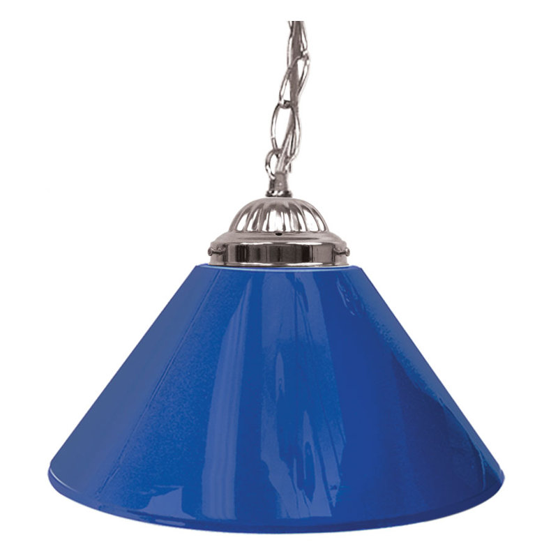 Luminaire suspendu conique 1 lumière Gamya, Bleu uni, argent
