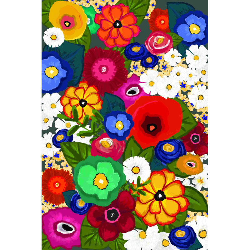 Flower Collage, peinture sur toile tendue, H 18 po x l 12 po