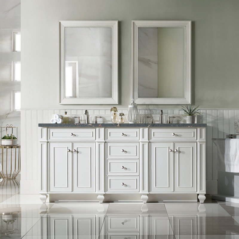 Bristol 72'' W Double Vanity, Bright White, Parisien Bleu, 8" Widespread