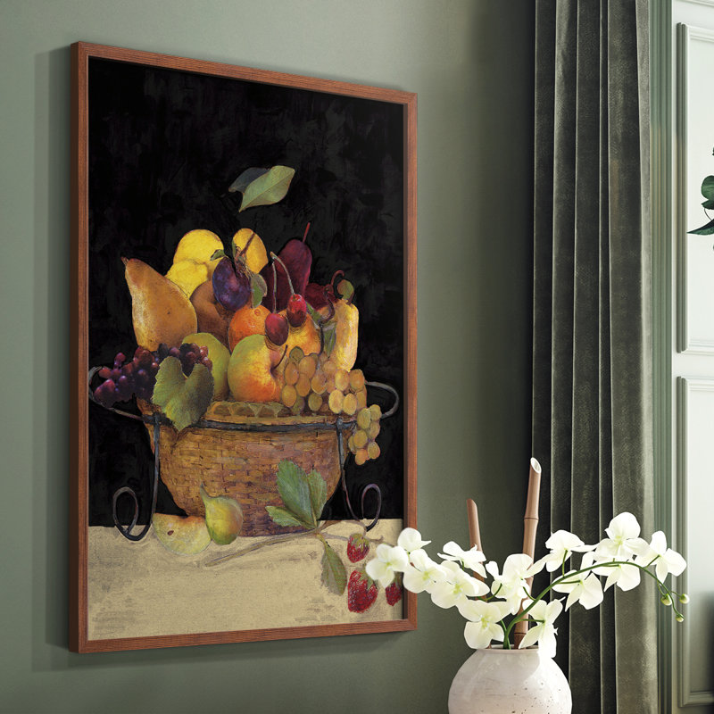«Fruit Basket II Revisit», reproduction encadrée - bois massif, Cadre photo brun simple, H 14 po x l 11 po