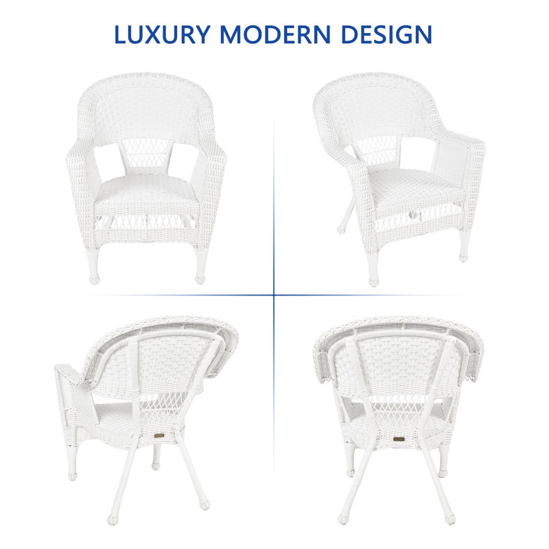 White Wicker Chair, White, Single