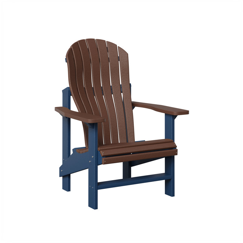Berlin Gardens Contour Upright Adirondack Chair, Chocolate Brown with Navy Blue