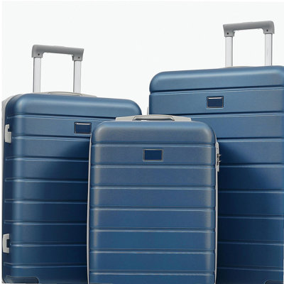 Premium ABS Travel Luggage Set , 3-Piece TSA Lock Suitcase Ensemble with 20, 24, and 28 Inch Sizes with 360° Spinner Wheels, blue