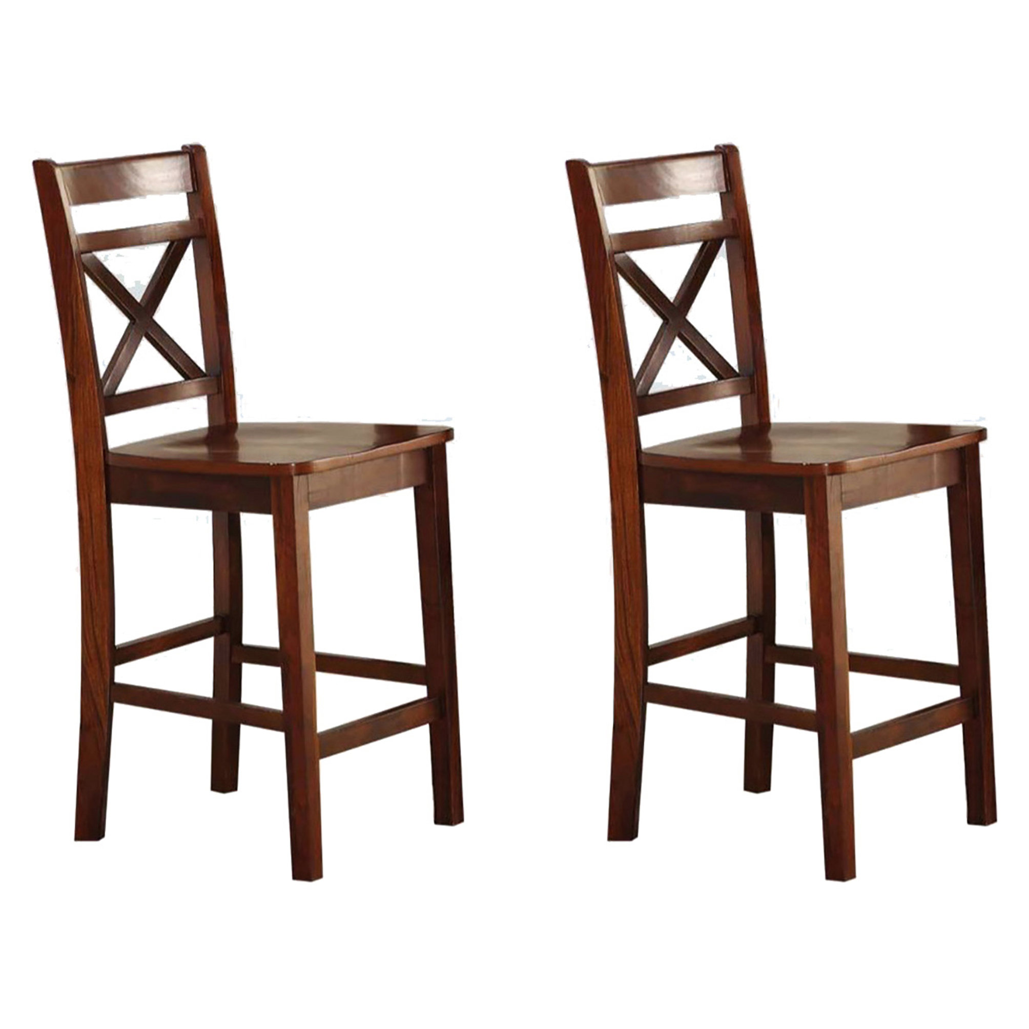 Rosalind Wheeler Cherry Cross Back Counter Height Chairs (Set Of 2 ...