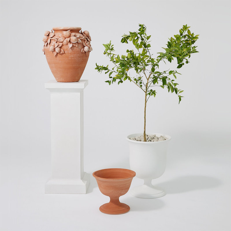 Villa Chalice Vase-Terracotta, 20" H x 16" W x 16"D