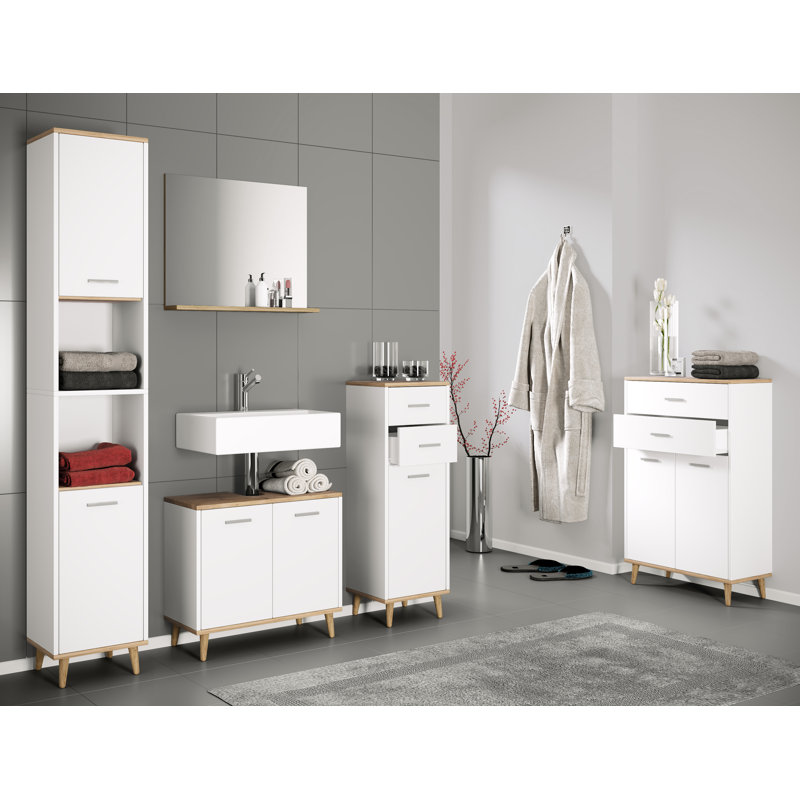 Shelie Bathroom Cabinet, White / Brown