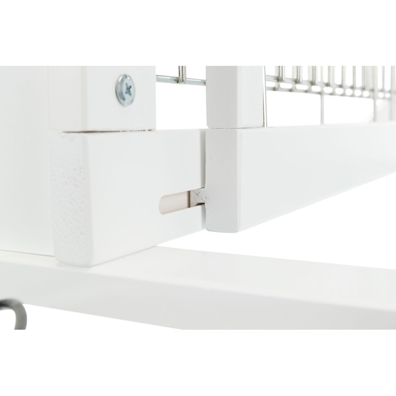 Adjustable White Wood and Metal Freestanding Pet Gate