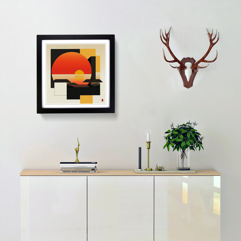 Japanese Sunset Suprematism - Framed Print, Black